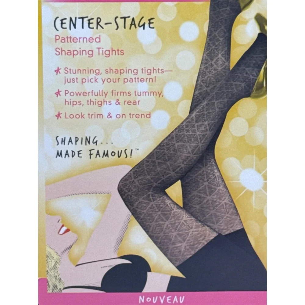 SPANX Star Power Center Stage Patterned Shaping Tights Black Size D (165-220lbs)